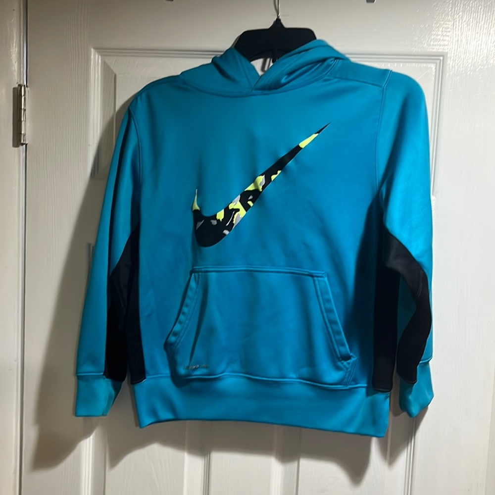 Nike Thermo Fit Hoodie Youth Sz Large YLG Blue/Florescent GUC